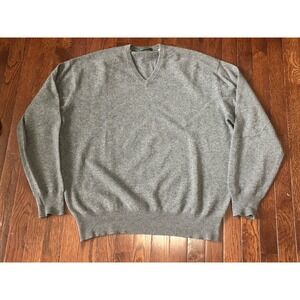 Tom James Mens V-Neck 100% Cashmere Sweater Gray XL Classic Knitwear
